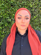 Pleated Solid Square Headscarf - Rust-square-The Little Tichel Lady