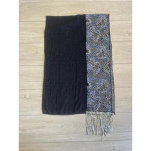 Luxe Textured & Sequins Headwrap - Black & Blue/Silver-Long Wrap-The Little Tichel Lady