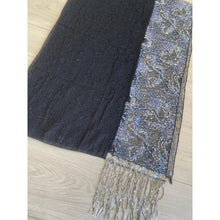 Luxe Textured & Sequins Headwrap - Black & Blue/Silver-Long Wrap-The Little Tichel Lady