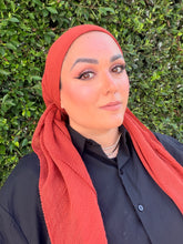 Pleated Solid Square Headscarf - Rust-square-The Little Tichel Lady