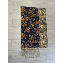 Luxe Sequins & Floral Headwrap - Black/Rust Floral-Long Wrap-The Little Tichel Lady
