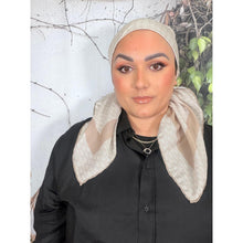 Classic Inspired G Print Square - Neutral/White-Squares-The Little Tichel Lady