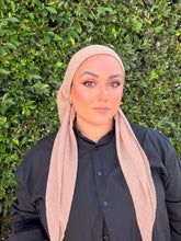 Pleated Solid Square Headscarf - Latte-square-The Little Tichel Lady