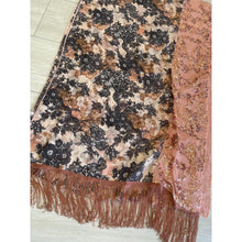 Exquisite Sequins & Floral Headwrap - Black/Rose Gold-Long Wrap-The Little Tichel Lady