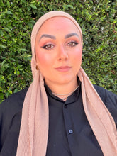 Pleated Solid Square Headscarf - Latte-square-The Little Tichel Lady