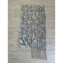 Exquisite Sequins & Floral Headwrap - Stone/Silver-Long Wrap-The Little Tichel Lady
