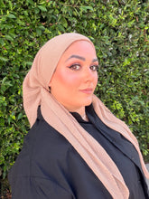 Pleated Solid Square Headscarf - Latte-square-The Little Tichel Lady