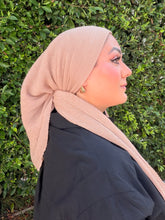 Pleated Solid Square Headscarf - Latte-square-The Little Tichel Lady