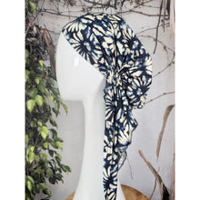 Stretchy Pretied Tichel - Navy Daisy Print-pretieds-The Little Tichel Lady