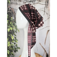 Stretchy Pretied Tichel - Textured Burgundy Houndstooth-pretieds-The Little Tichel Lady