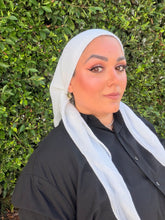 Pleated Solid Square Headscarf - White-square-The Little Tichel Lady