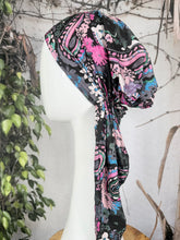 Stretchy Pretied Tichel - Black/Pink Floral Paisley-pretieds-The Little Tichel Lady