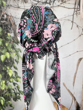 Stretchy Pretied Tichel - Black/Pink Floral Paisley-pretieds-The Little Tichel Lady