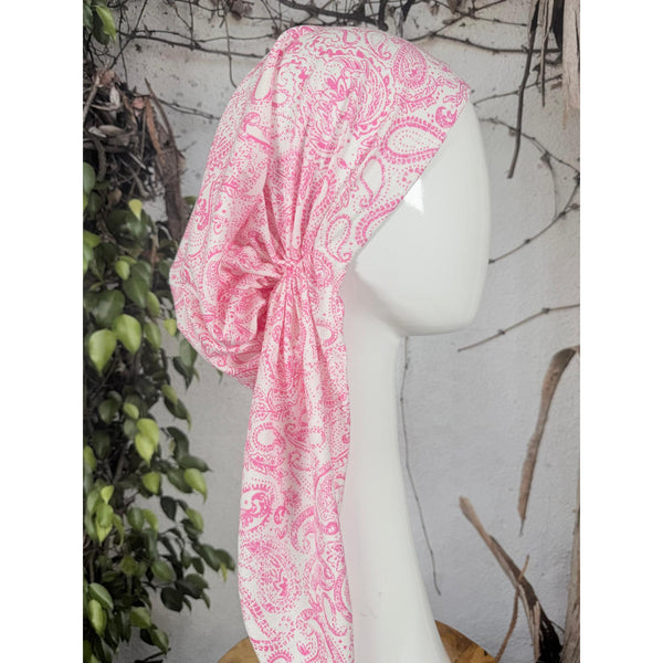 Stretchy Pretied Tichel - Pink Paisley-pretieds-The Little Tichel Lady
