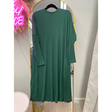 Ribbed Crew Neck Dress - Green, XS-3X-dress-The Little Tichel Lady