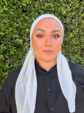 Pleated Solid Square Headscarf - White-square-The Little Tichel Lady