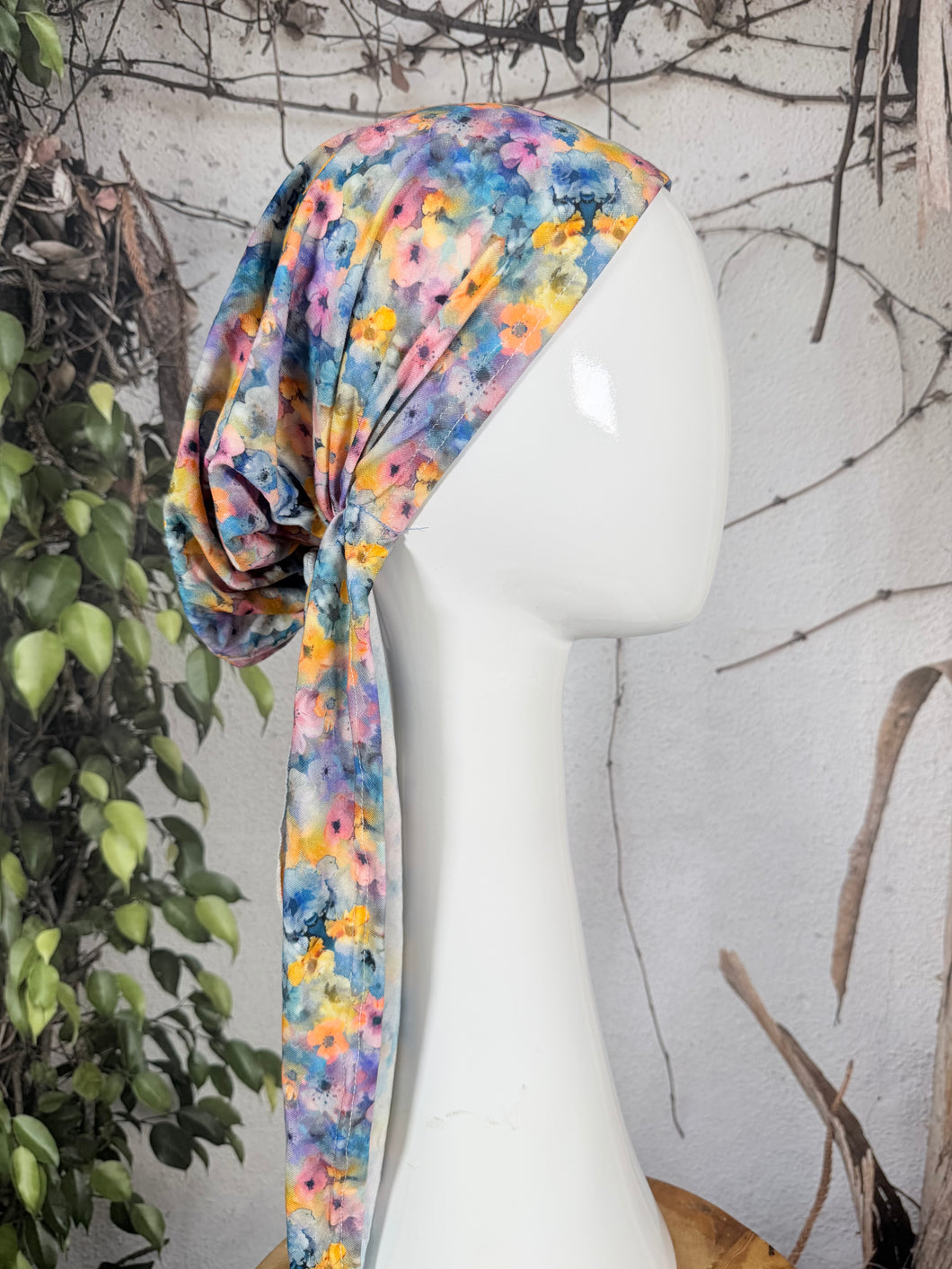 Stretchy Pretied Tichel - Blended Floral Print-pretieds-The Little Tichel Lady