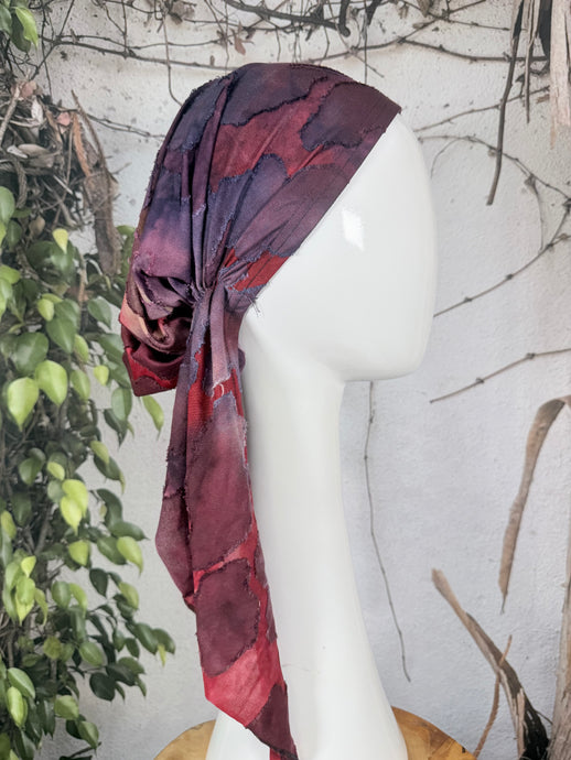 Stretchy Pretied Tichel - Berry Burnout Print-pretieds-The Little Tichel Lady