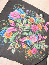 Burst of Floral Cotton Square Tichel - Black-square-The Little Tichel Lady