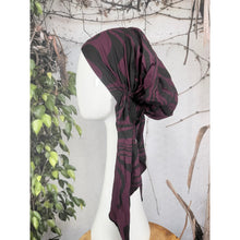 Stretchy Pretied Tichel - Eggplant/Black-pretieds-The Little Tichel Lady