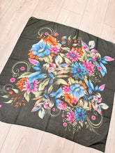 Burst of Floral Cotton Square Tichel - Green-square-The Little Tichel Lady