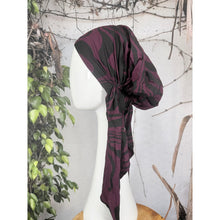 Stretchy Pretied Tichel - Eggplant/Black-pretieds-The Little Tichel Lady