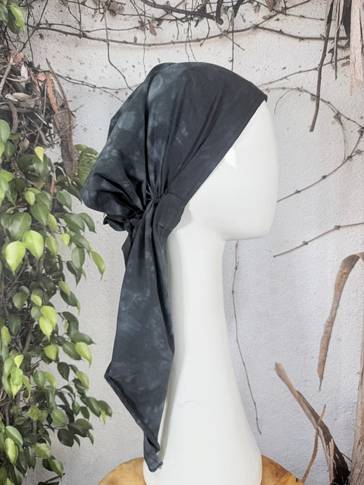 Stretchy Pretied Tichel - Black Tie Dye-pretieds-The Little Tichel Lady
