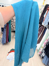 Pleated Solid Square Headscarf - Turquoise-square-The Little Tichel Lady