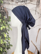 Stretchy Pretied Tichel - Navy Solid-pretieds-The Little Tichel Lady