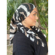 Zebra Print Turkish Cotton Textured Square - Taupe/Black-Squares-The Little Tichel Lady