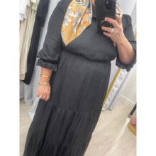 Satin Tiered Maxi Dress - Black XS-3X-dress-The Little Tichel Lady