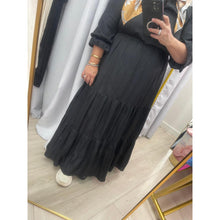 Satin Tiered Maxi Dress - Black XS-3X-dress-The Little Tichel Lady