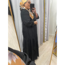 Satin Tiered Maxi Dress - Black XS-3X-dress-The Little Tichel Lady