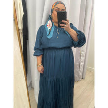 Satin Tiered Maxi Dress - Teal Blue 1X-3X