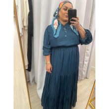 Satin Tiered Maxi Dress - Teal Blue 1X-3X