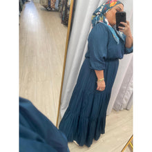 Satin Tiered Maxi Dress - Teal Blue 1X-3X