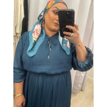Satin Tiered Maxi Dress - Teal Blue 1X-3X