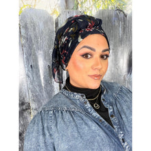 Israeli Gauzy Floral Wrap - Navy-Long Wrap-The Little Tichel Lady