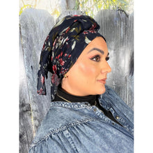 Israeli Gauzy Floral Wrap - Navy-Long Wrap-The Little Tichel Lady