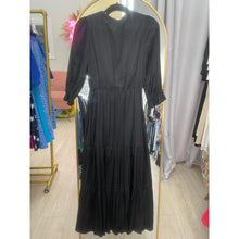 Satin Tiered Maxi Dress - Black XS-3X-dress-The Little Tichel Lady