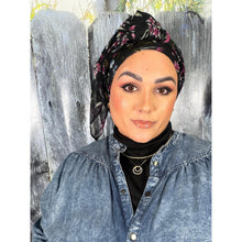 Israeli Gauzy Floral Wrap - Black-Long Wrap-The Little Tichel Lady