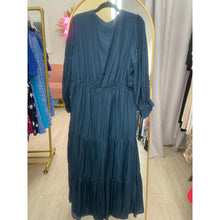 Satin Tiered Maxi Dress - Teal Blue 1X-3X