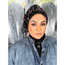 Israeli Gauzy Floral Wrap - Black-Long Wrap-The Little Tichel Lady