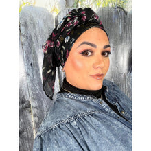 Israeli Gauzy Floral Wrap - Black-Long Wrap-The Little Tichel Lady