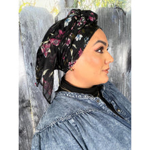 Israeli Gauzy Floral Wrap - Black-Long Wrap-The Little Tichel Lady
