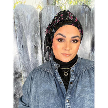 Israeli Gauzy Floral Wrap - Black-Long Wrap-The Little Tichel Lady