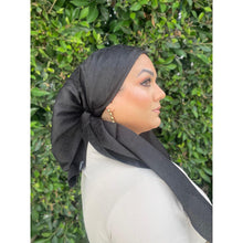Starlit Satin Square Headscarf - Black-Squares-The Little Tichel Lady