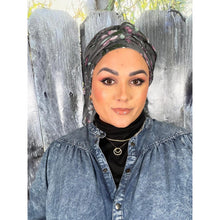 Israeli Gauzy Floral Wrap - Gray-Long Wrap-The Little Tichel Lady