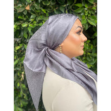 Starlit Satin Square Headscarf - Dark Silver-Squares-The Little Tichel Lady