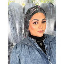 Israeli Gauzy Floral Wrap - Gray-Long Wrap-The Little Tichel Lady